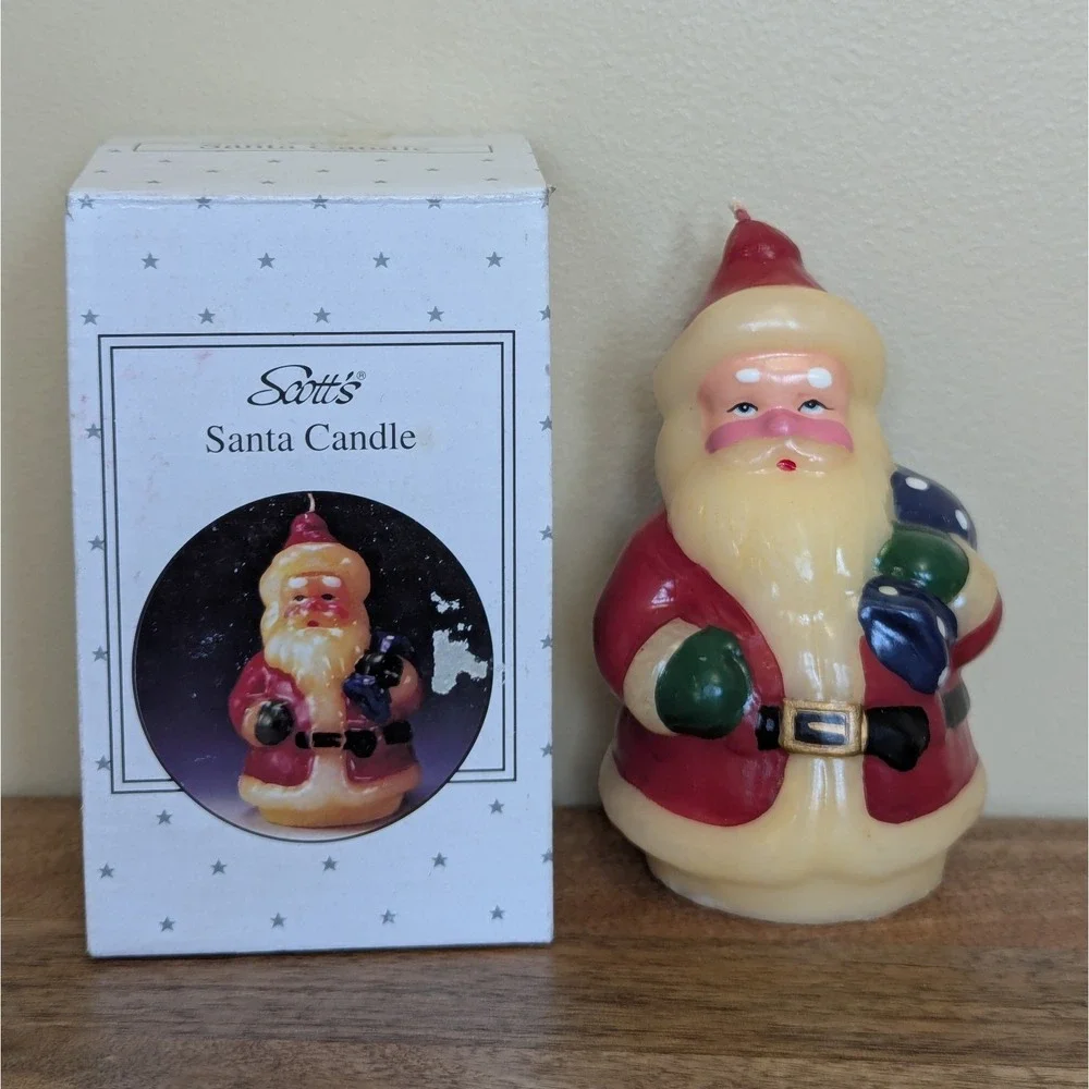 Vintage Santa Claus Molded Wax Figure Candle 5.5